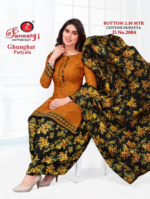 Ganeshji Ghunghat Patiyala 2 Casual Daily Wear Printed Cotton Dress Material Collection